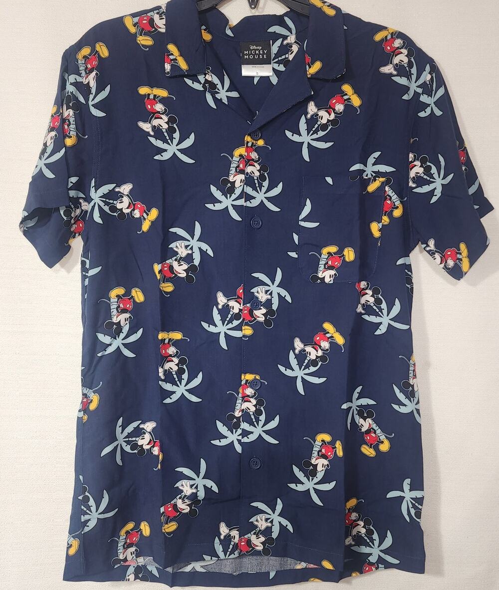 Mickey mouse tropical button down short sleeve shirt size Small